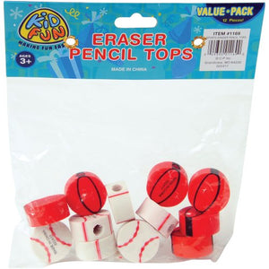 Sport Eraser Pencil Tops Stationery (One Dozen)