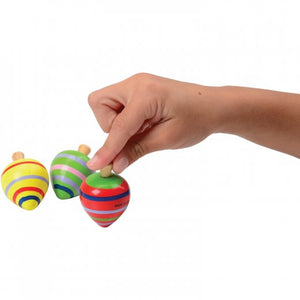 Painted Wood Spin Tops Toy (Pack of 6)