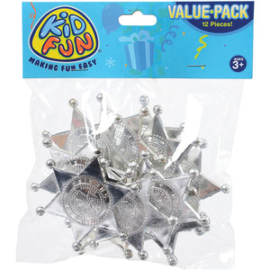 Silver Sheriff Badges Costume (One Dozen)