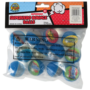 Superhero Bounce Toy Balls 32Mm (pack of 12)