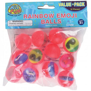 Rainbow Emoji Bounce Balls 32Mm Toy (pack of 12)