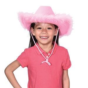 Pink Boa Cowgirl Hat - Adult Costume Accessory