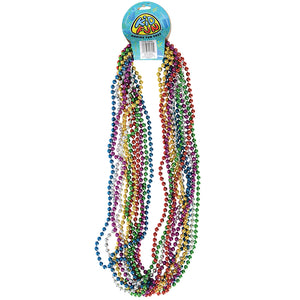 Assorted Metallic Bead Necklace Party Favor (One Dozen)