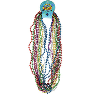 Assorted Metallic Bead Necklace Party Favor (One Dozen)