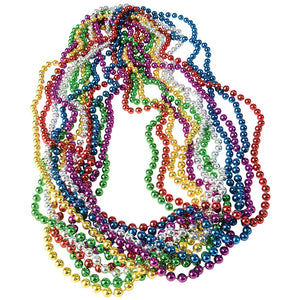 Assorted Metallic Bead Necklace Party Favor (One Dozen)