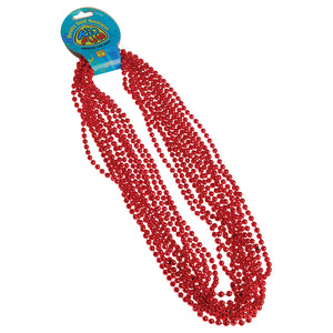 Metallic Bead Necklaces - Red (One dozen) - Sports