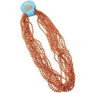 Metallic Bead Necklaces, Orange Party Favor (one dozen)