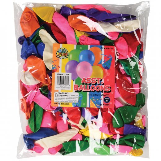 Assorted Balloons 6 inch Party Supplies (144 ct) - Price: $5.40