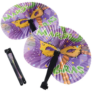 Mardi Gras Folding Fans Party Accessory (One Dozen)