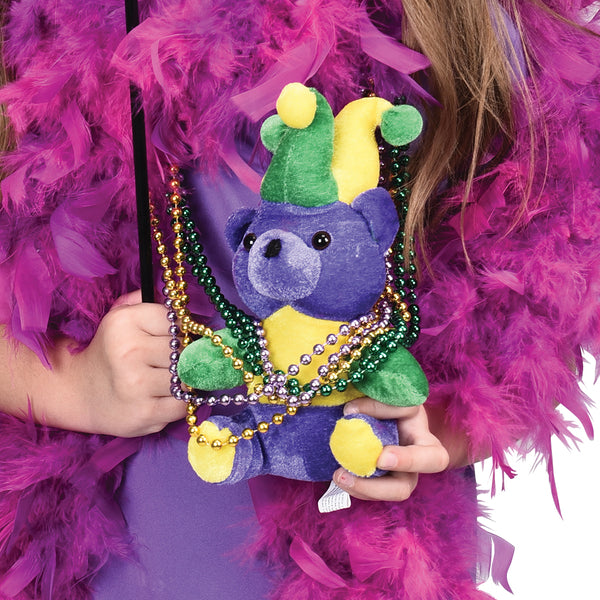 Aurora Mardi Gras Bear Plush Jester newest 12 inch White Purple Green Carnival Soft NEW