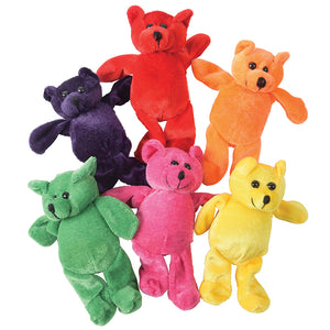 Plush Toy Neon Beanbag Bears (One Dozen)