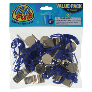 Metal Whistles with Lanyards (one dozen)