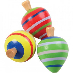 Painted Wood Spin Tops Toy (Pack of 6)