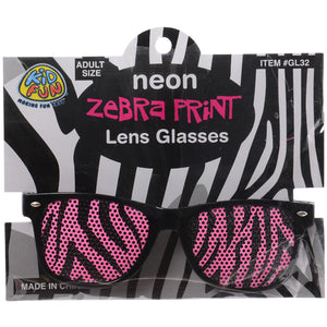 Neon Zebra Print Lens Glasses Novelty