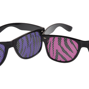 Neon Zebra Print Lens Glasses Novelty