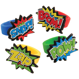 Superhero Rubber Novelty Rings (1 dozen)