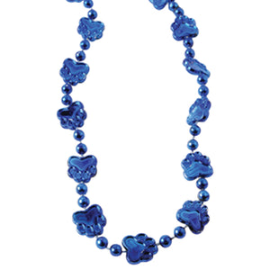 Metallic Paw Print Beads, Blue (one dozen)