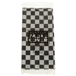 Plastic Table Cover - B&W Check Party Supply