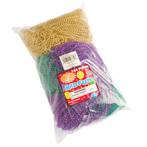 Mardi Gras Metallic Bead Necklaces Party Favor (144 pieces) - Duplicate