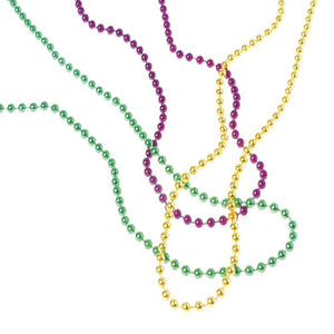 Mardi Gras Metallic Bead Necklaces Party Favor (144 pieces) - Duplicate